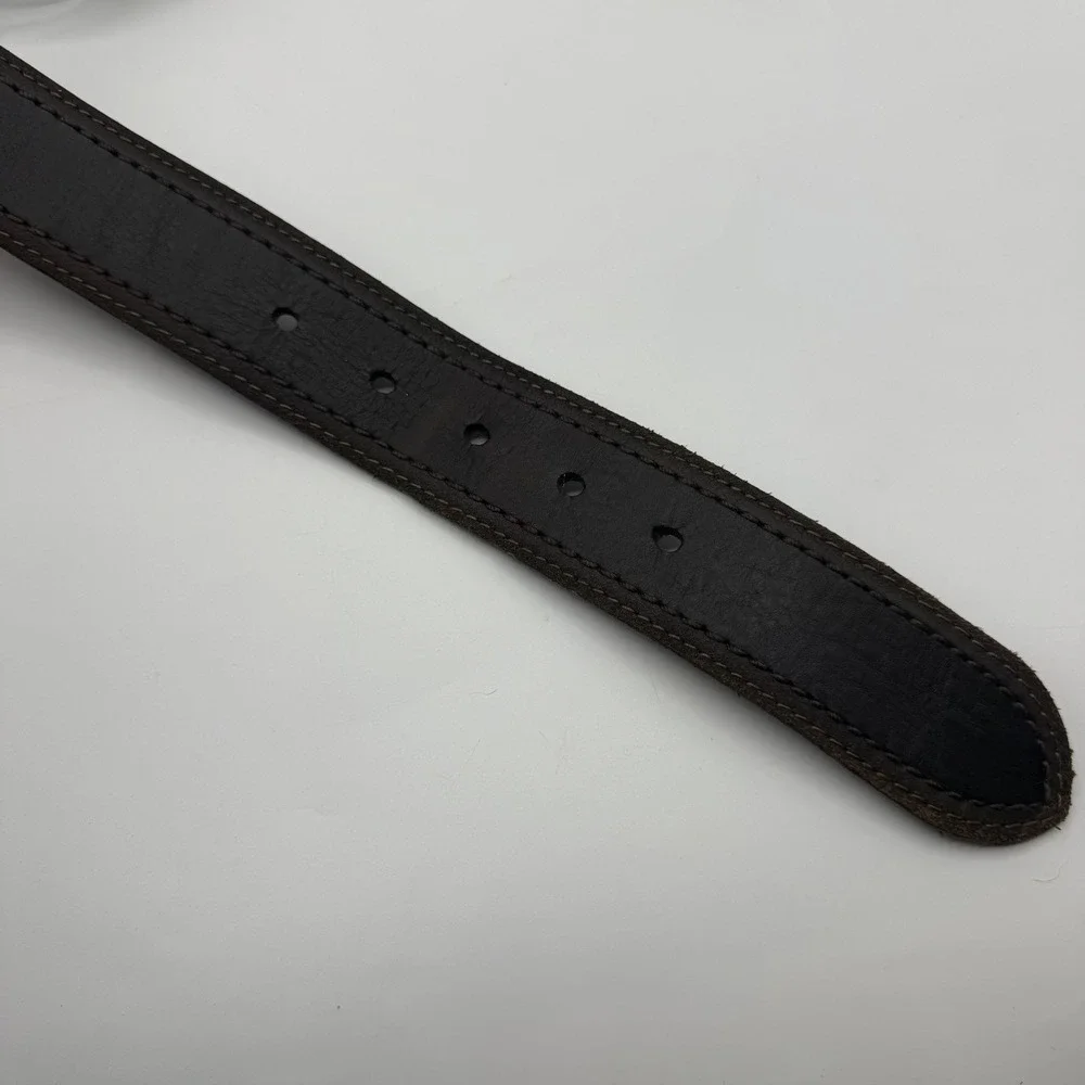Eddie Bauer Mens Brown‎ Leather Belt Made England Knurled Roller Buckle Size 40